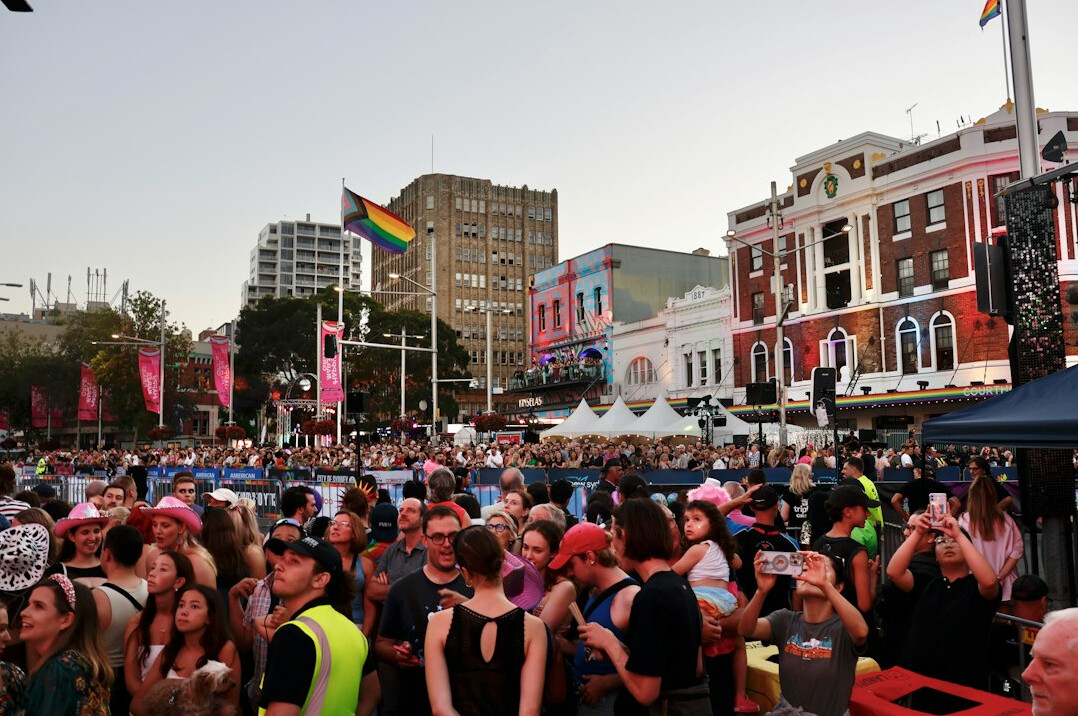 diverse crowd in public space